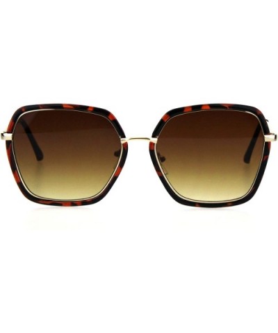 Womens Double Rim Mod Designer Fashion Style Luxury Sunglasses - Tortoise Brown - CF18HK6YCMS $7.76 Butterfly