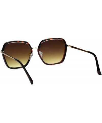 Womens Double Rim Mod Designer Fashion Style Luxury Sunglasses - Tortoise Brown - CF18HK6YCMS $7.76 Butterfly