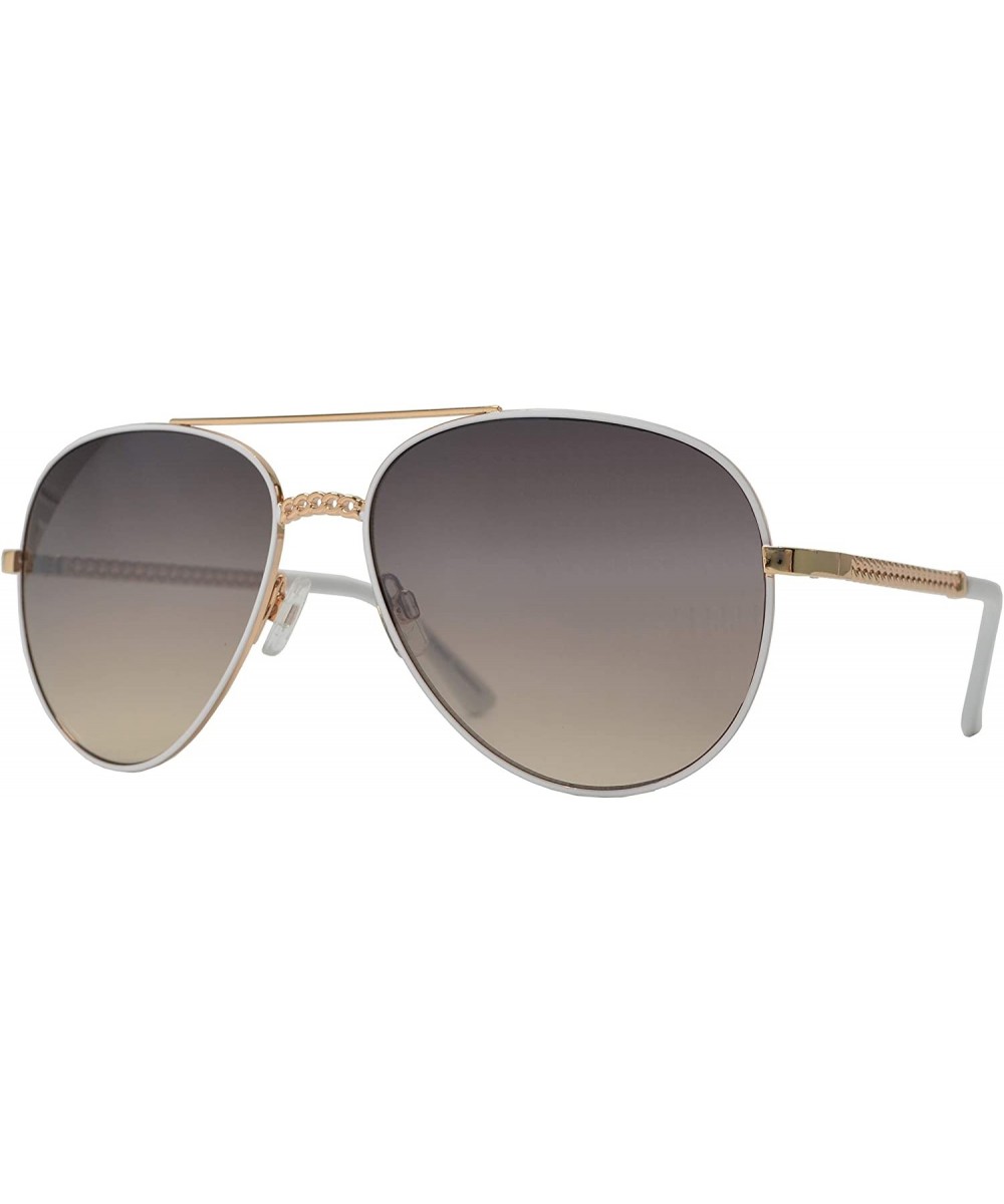 Fashion Chain Link Design Aviator Sunglasses for Women UV Protection - White + Light Gradient - CQ196WH6YSD $10.40 Aviator