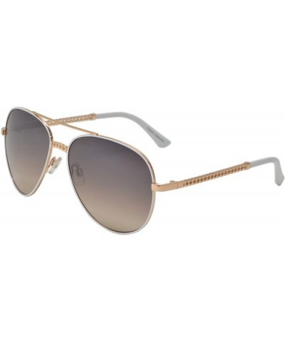 Fashion Chain Link Design Aviator Sunglasses for Women UV Protection - White + Light Gradient - CQ196WH6YSD $10.40 Aviator