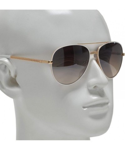 Fashion Chain Link Design Aviator Sunglasses for Women UV Protection - White + Light Gradient - CQ196WH6YSD $10.40 Aviator