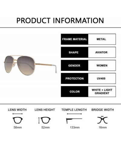 Fashion Chain Link Design Aviator Sunglasses for Women UV Protection - White + Light Gradient - CQ196WH6YSD $10.40 Aviator