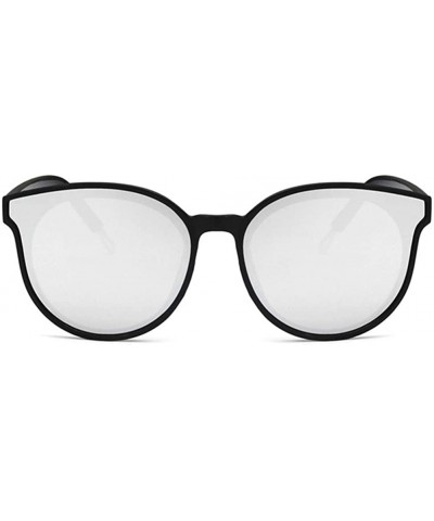 Unisex Sunglasses Retro Bright Black Grey Drive Holiday Oval Non-Polarized UV400 - Bright Black Silver - CC18RI0TYZM $7.72 Oval