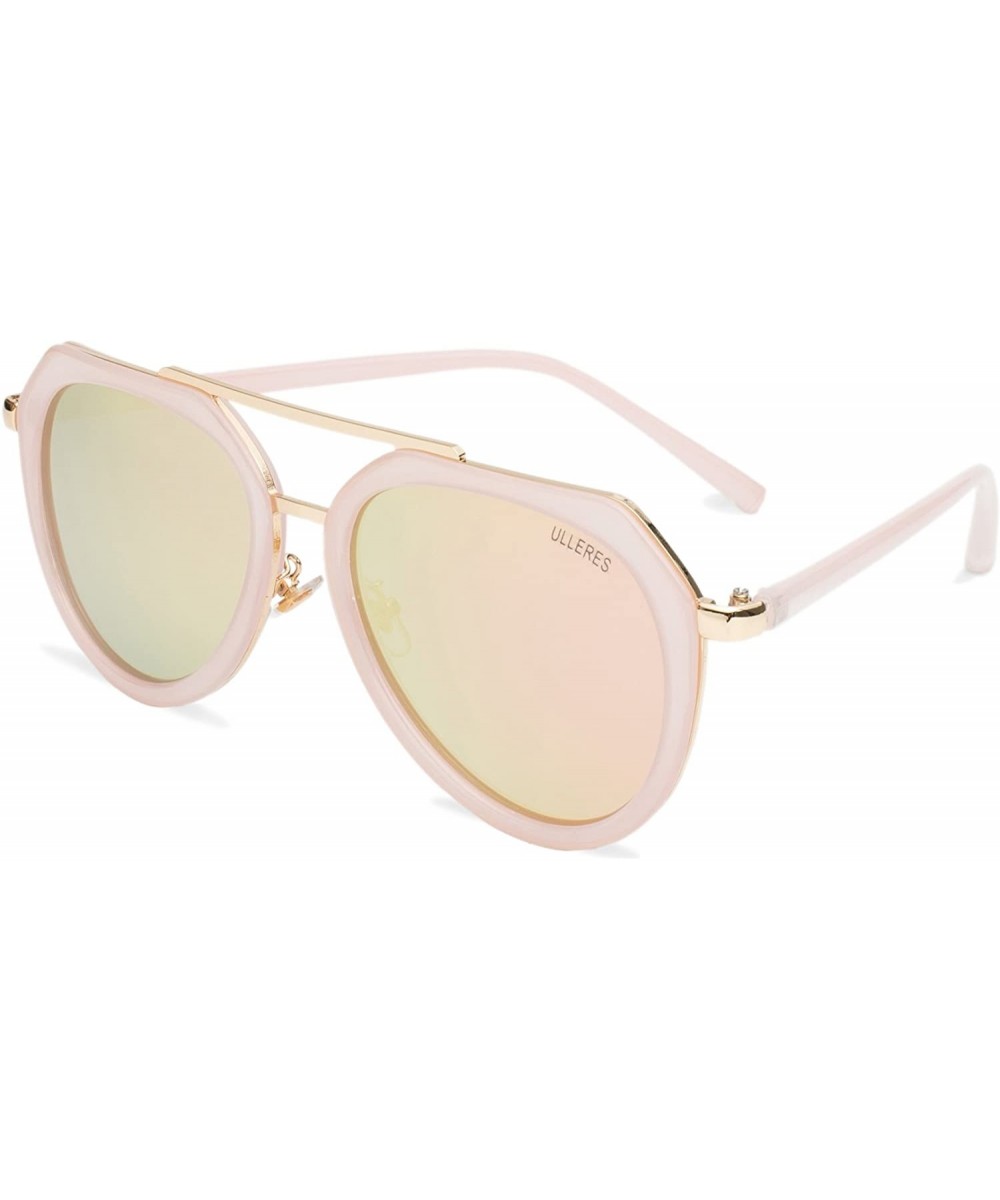 Aviator Polarized Sunglasses for Women Oversized Big frame Mirrored Retro Sunglasses - Pink - C0183TEG0UD $10.54 Aviator