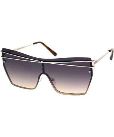 Womens Robotic Shield Retro Rimless Square Butterfly Sunglasses - Gold Tortoise Smoke - CG18S24A4SZ $11.86 Butterfly
