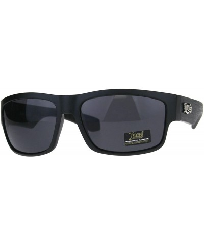 Locs Hardcore Shades Mens Rectangular Wrap Matte Black Wood Pattern Sunglasses - Black Grey - CB18CWQYNA3 $5.99 Rectangular