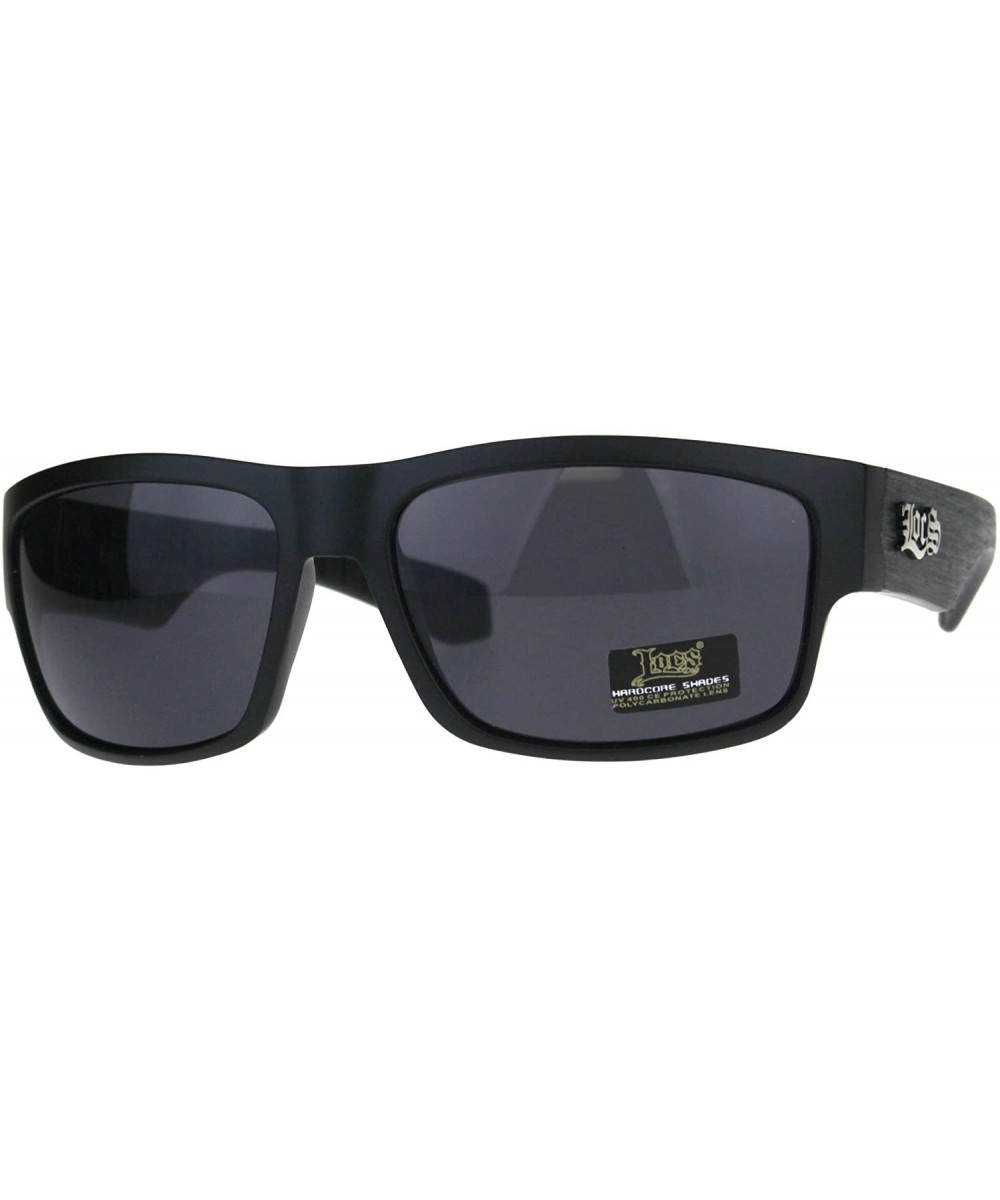 Locs Hardcore Shades Mens Rectangular Wrap Matte Black Wood Pattern Sunglasses - Black Grey - CB18CWQYNA3 $5.99 Rectangular