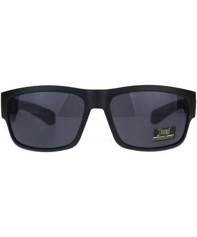 Locs Hardcore Shades Mens Rectangular Wrap Matte Black Wood Pattern Sunglasses - Black Grey - CB18CWQYNA3 $5.99 Rectangular