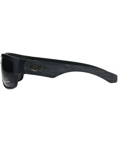 Locs Hardcore Shades Mens Rectangular Wrap Matte Black Wood Pattern Sunglasses - Black Grey - CB18CWQYNA3 $5.99 Rectangular