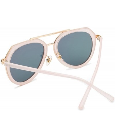 Aviator Polarized Sunglasses for Women Oversized Big frame Mirrored Retro Sunglasses - Pink - C0183TEG0UD $10.54 Aviator