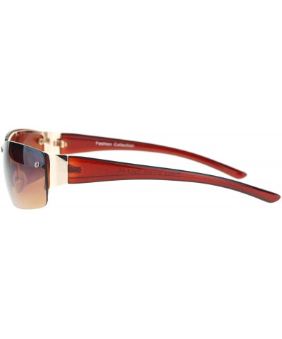 Half Rim Rimless Style Rectangular Sunglasses Unisex Classic Fashion UV 400 - Gold Brown (Brown) - CM18WS34U60 $10.59 Rectang...