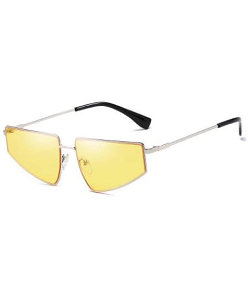 Women Fashion Sunglasses Butterfly Eyewear With Case UV400 Protection - Silver Frame/Yellow Lens - CW18XD7ADGD $7.44 Butterfly