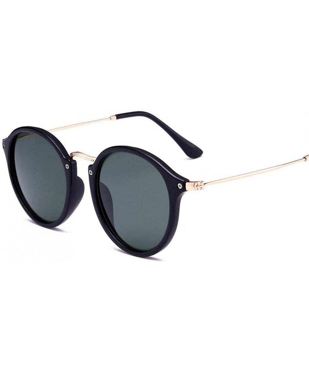 Unisex Sun Glasses Polarized Coating Mirror Driving Sunglasses Round Male Eyewear - 03-black Green - C9194OK68DW $19.17 Rimless