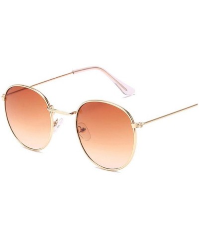 Classic Small Frame Round Sunglasses Women/Men Alloy Mirror Sun Glasses Vintage Modis Oculos - Gold Gradient Tea - CF19854DD7...