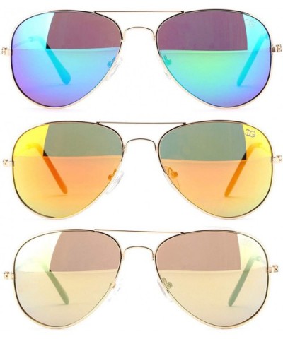 Newbee Fashion Classic Sunglasses Protection - 3 Pack Green- Orange & Mirror - CD18530RHDE $10.41 Aviator