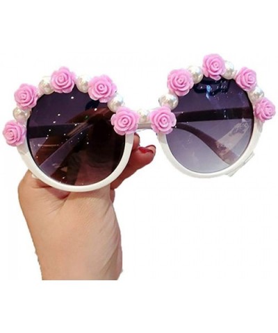 Women Fashion Beach Flower Decor Round Frame Sunglasses Sunglasses - Type 16 - CB199HATAT4 $38.80 Round