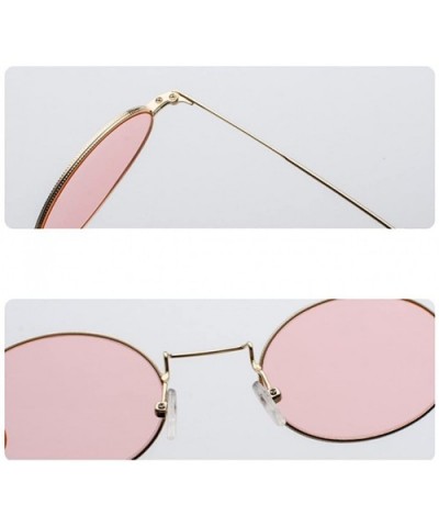 Small Oval Sunglasses Men Gold Metal Frame Retro Round Sun Glasses For Women - Gold With Yellow - CF18EI57QKR $8.56 Round