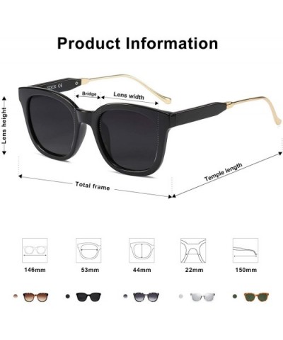 Classic Square Polarized Sunglasses Unisex UV400 Mirrored Glasses SJ2050 - C2 Black Frame/Grey Lens - C0189SL534T $12.22 Sport