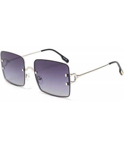 Oversized Polarized Rectangle Sunglasses for Men Women Retro Rimless Sunglasses Metal Frame UV400 - 1 - CD1906GQC7H $11.41 Re...