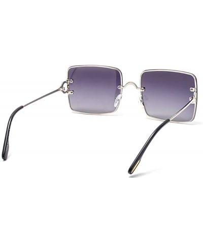 Oversized Polarized Rectangle Sunglasses for Men Women Retro Rimless Sunglasses Metal Frame UV400 - 1 - CD1906GQC7H $11.41 Re...