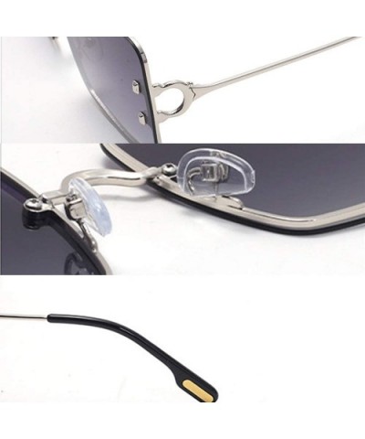 Oversized Polarized Rectangle Sunglasses for Men Women Retro Rimless Sunglasses Metal Frame UV400 - 1 - CD1906GQC7H $11.41 Re...