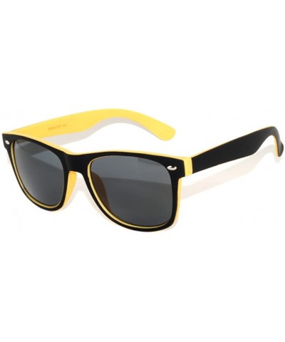 Men Women Retro Vintage Two Tone Frame Smoke Lens Sunglasses UVB UVA protection - Yellow - CL11PLFAVLN $8.19 Wayfarer