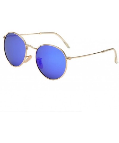Lennon Vintage Metal Frame Round Circle Sunglasses Mirrored Polarized Lens - Gold/Blue - CO12IELCRC7 $18.66 Oversized