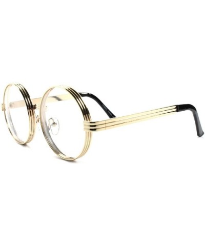 Classic Vintage Retro Steampunk Mens Womens Round Circle Lens Glasses - Gold - CR1892YMCX6 $8.59 Round