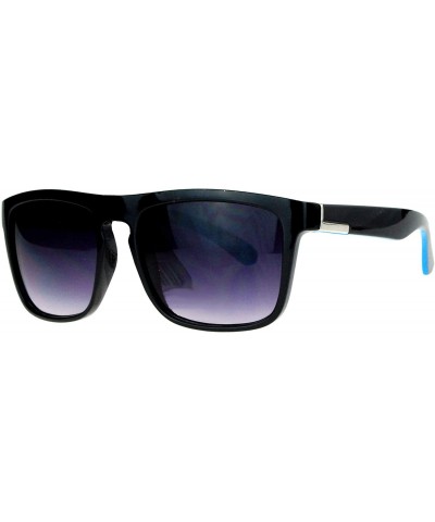 Mens Luxury Sport Rectangular Key Hole Plastic Sunglasses - Blue - CJ1260IBG1J $8.40 Sport