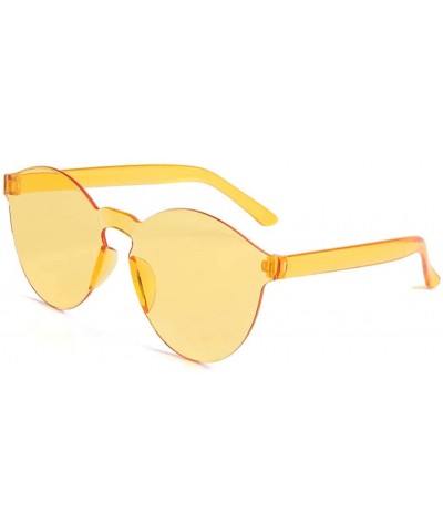Colorful One Piece Rimless Transparent Sunglasses For Women Men Tinted Candy Colored Glasses - Orange - CX18SU72EQ0 $7.70 Goggle