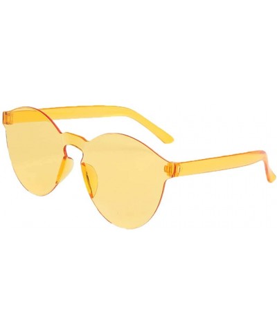 Colorful One Piece Rimless Transparent Sunglasses For Women Men Tinted Candy Colored Glasses - Orange - CX18SU72EQ0 $7.70 Goggle