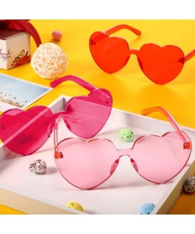 3 Pieces Heart Shape Sunglasses Rimless Sunglasses for Valentine Mardi Gras Summer Party - Pink- Rose Red- Red - C918R0ATGRL ...