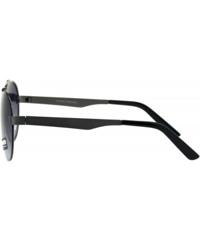 Polarized Lens Sunglasses Unisex Round Aviator Metal Light Frame - Gunmetal (Smoke) - C718Q8K0ZNO $10.90 Aviator