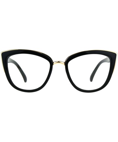 Womens Clear Lens Glasses Square Cateye Butterfly Double Frame UV 400 - Black - CF189XHMEYW $9.60 Butterfly