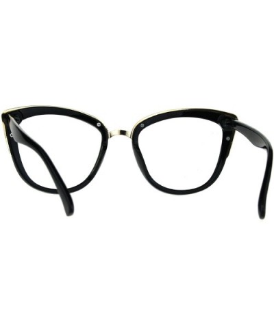 Womens Clear Lens Glasses Square Cateye Butterfly Double Frame UV 400 - Black - CF189XHMEYW $9.60 Butterfly