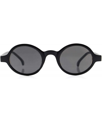 Retro Circle Oval Round Lens Black Plastic Frame Sunglasses A289 - Black Black - CF18WSWCHOG $6.49 Oval