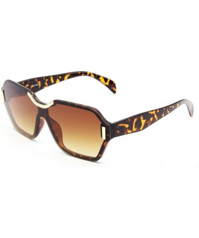 Oversized Colorful One Piece Square Sunglasses Flat Gradient Transparent Lenses Party Sun Glasses - Square Brown - CD18WQEA29...