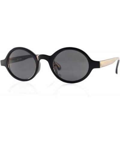 Retro Circle Oval Round Lens Black Plastic Frame Sunglasses A289 - Black Black - CF18WSWCHOG $6.49 Oval