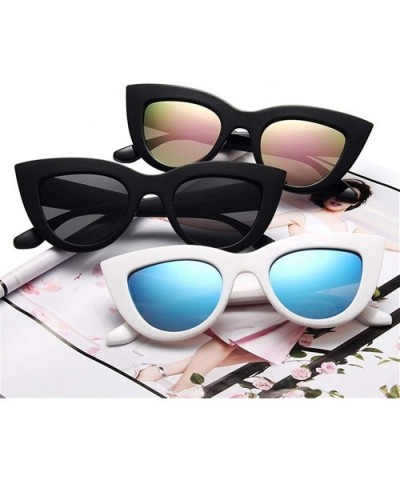 Women Cat Eye Sunglasses Retro Mirror Lens Sun Glasses Ladies Colorful Glasses UV400 - Orange Pink - CS199OR6S9I $7.37 Cat Eye