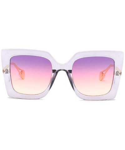 2019 new fashion trend unisex big brand square brand designer sunglasses UV400 with box - Purple Pink - C618R2AT06E $8.02 Square