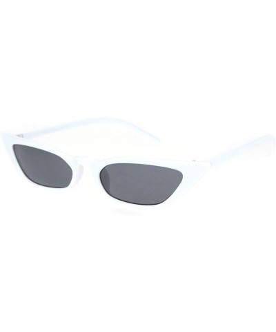 Womens Narrow Owl Shape Plastic Cat Eye Sunglasses - White Black - CQ18OCYEYD0 $5.43 Rectangular