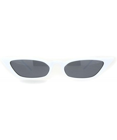 Womens Narrow Owl Shape Plastic Cat Eye Sunglasses - White Black - CQ18OCYEYD0 $5.43 Rectangular