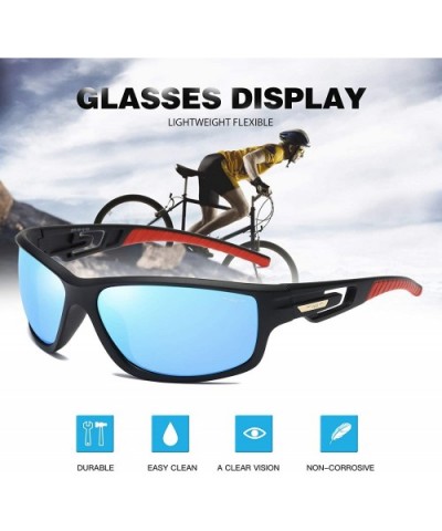 Sports Sunglasses Polarized Lens with TR90 Frame for Men Women - Blue - CY18M29QYT0 $10.95 Rimless