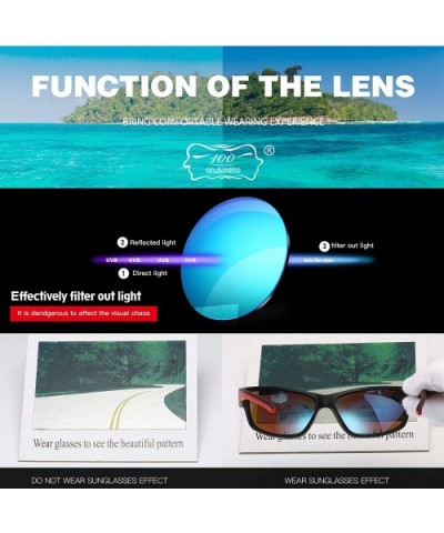 Sports Sunglasses Polarized Lens with TR90 Frame for Men Women - Blue - CY18M29QYT0 $10.95 Rimless