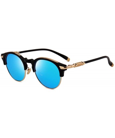 Polarized Sunglasses Street Shot Fashion Cylindrical Sunglasses Female - C4 Blue Sheet - CJ18W485LH4 $12.02 Rectangular