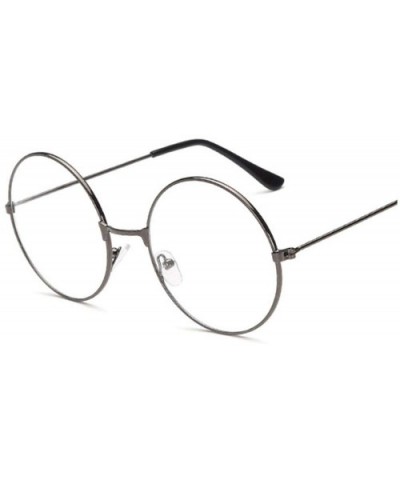 Vintage Women Popular Round Metal Clear Lens Glasses Frame Trendy Nerd Anti-radiation Spectacles Eyeglass - Gun - CJ1984AWT8C...