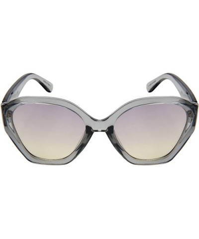 Geometric Wide Temple Plastic Women Sunglasses w/Flat Lens 34123-FLOCR - Clear Grey Frame/Purple-yellow Lens - CA18C4XT9HL $7...