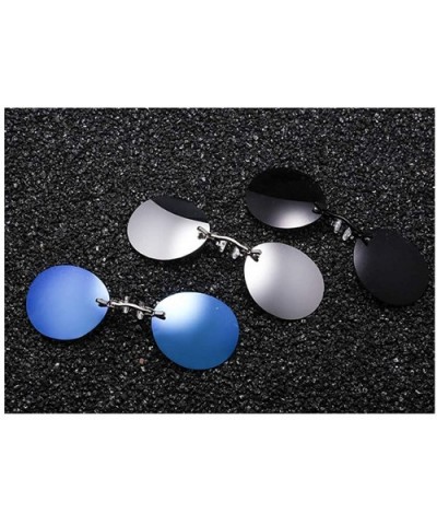 Fashion Round Small Frame Brand Designer clip on the nose Sunglasses Men Sun glasses UV400 - Silver - CQ18S5TGU76 $9.86 Oval