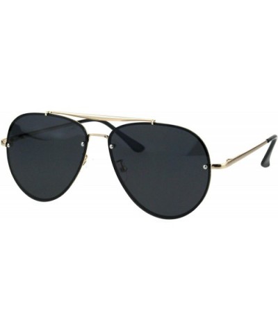 Polarized Lens Aviator Sunglasses Unisex Metal Top Bar Light Frame - Gold (Black) - CE18QDRGC93 $9.73 Aviator