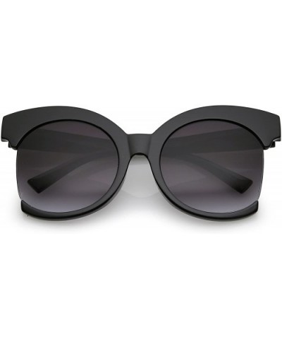 Women's Oversize Semi Rimless Frame Neutral Colored Lens Cat Eye Sunglasses 59mm - Black / Lavender - CD17YHTG5GW $7.95 Cat Eye